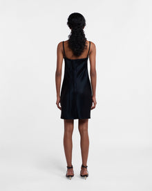 Womens | Merva Slip Satin Mini Dress | Black