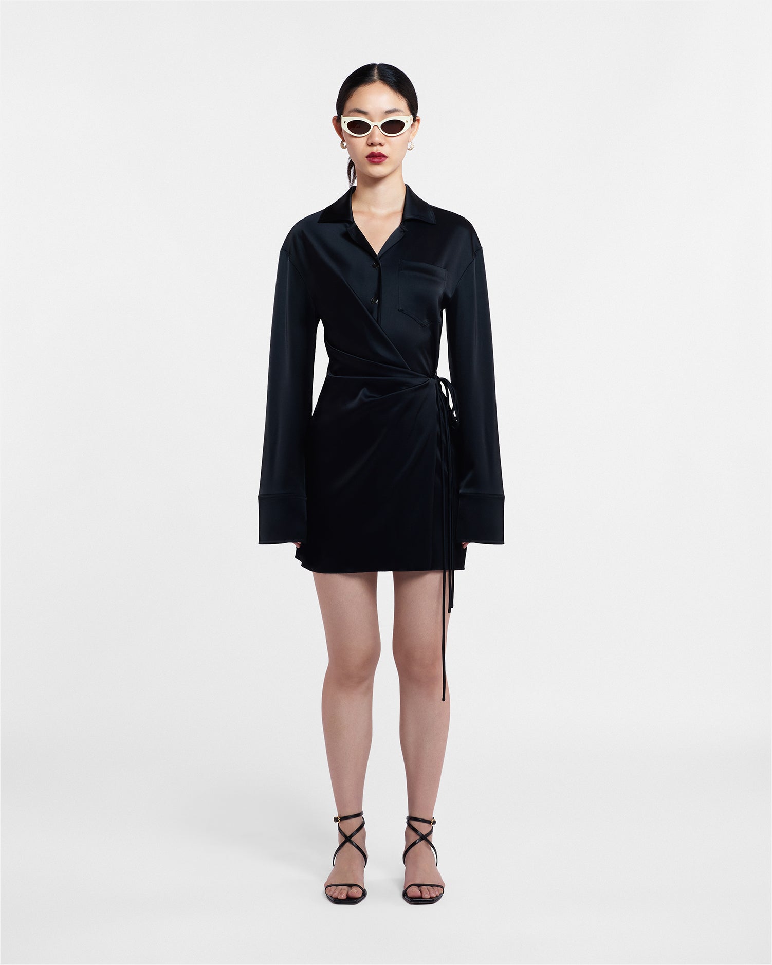 Womens | Xaviera Slip Satin Mini Dress | Black