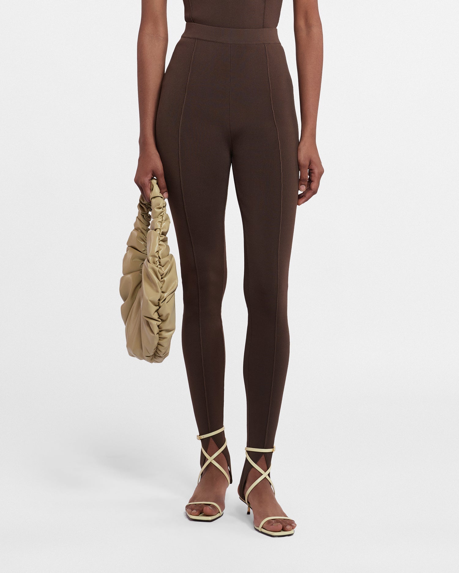 Womens | Eveline Stirrup-Detail Leggings | Bitter Chocolate