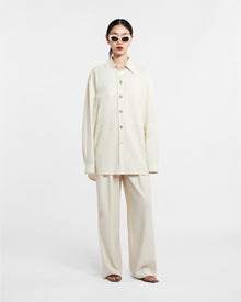 Womens | Marika Embroidered Slub Pants | Creme