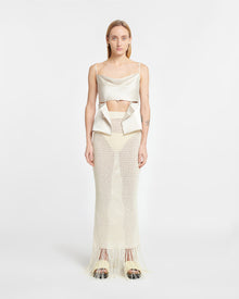 Womens | Lindy Fringed Crochet Skirt | Creme