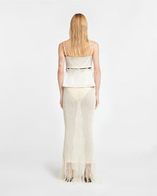 Womens | Lindy Fringed Crochet Skirt | Creme