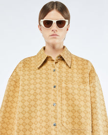 Womens | Aarna Laser Faded Monogram Camel Shirt | Denim