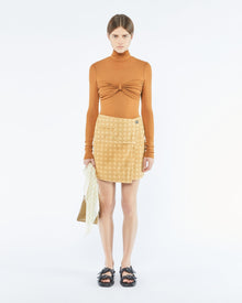 Womens | Casna Laser Faded Monogram Camel Skirt | Denim