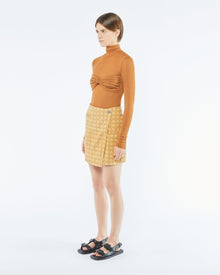 Womens | Casna Laser Faded Monogram Camel Skirt | Denim