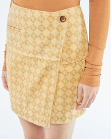 Womens | Casna Laser Faded Monogram Camel Skirt | Denim