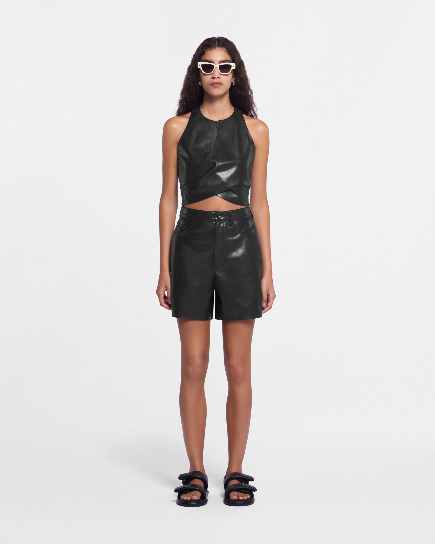 Womens | Leana Okobor Alt-Leather Shorts | Black