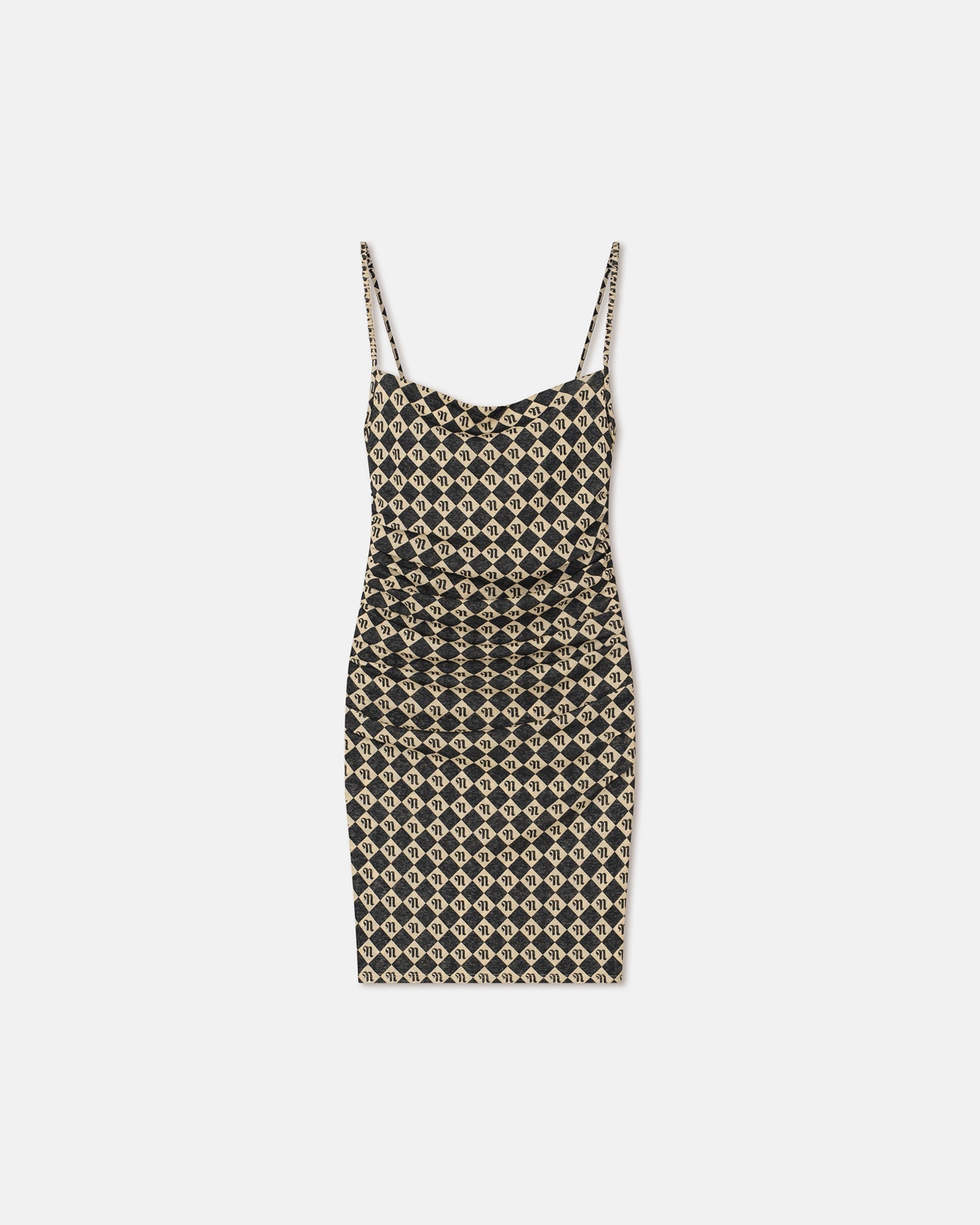 Womens | Adie Mesh-Jersey Dress | Black Diamond Check