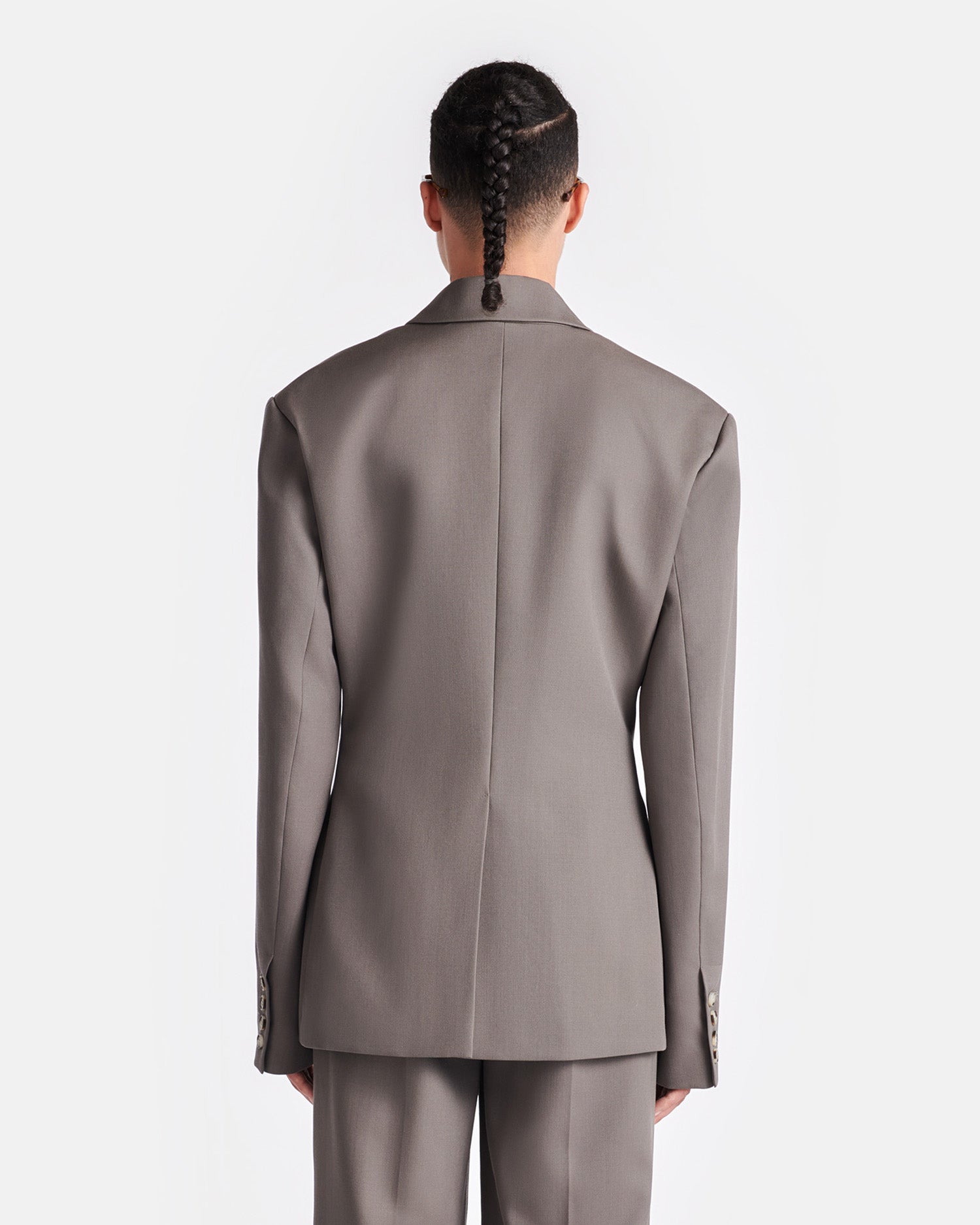 Womens | Pacey Cinched-Waist Twill-Suiting Blazer | Gull Gray