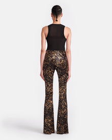 Womens | Matson Crushed Velvet Flared Leggings | Fur Stroke Animal