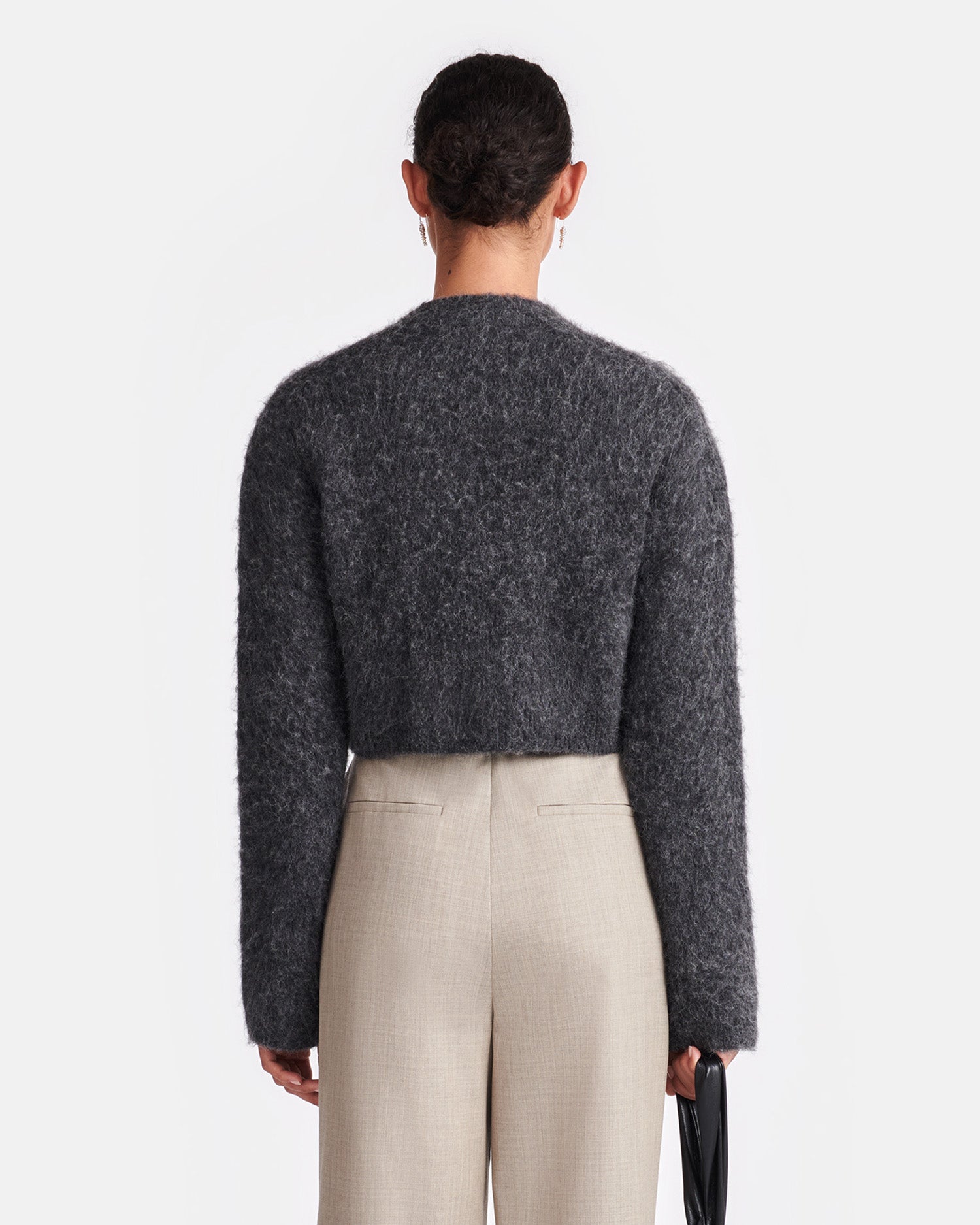 Womens | Henny Cropped Brushed-Alpaca Cardigan | Charcoal