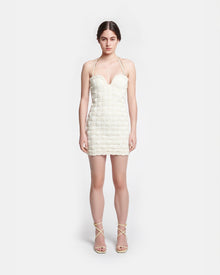 Womens | Jannika Seersucker Tech Linen Mini Dress | Creme