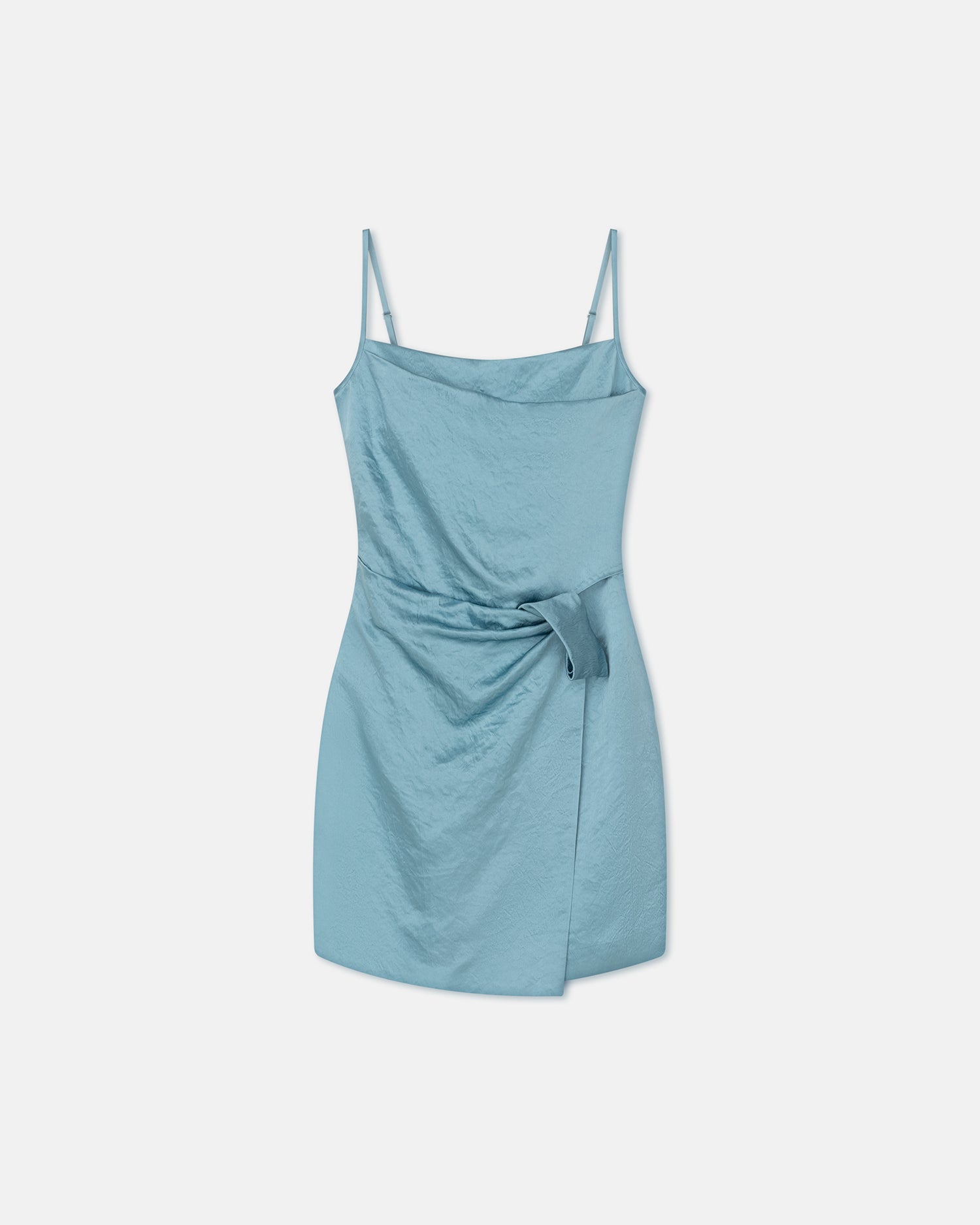 Womens | Eteline Ruched Crinkled-Satin Mini Dress | Aqua