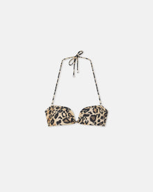 Womens | Manou Ruched Halterneck Bikini Top | Leopard