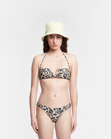 Womens | Manou Ruched Halterneck Bikini Top | Leopard