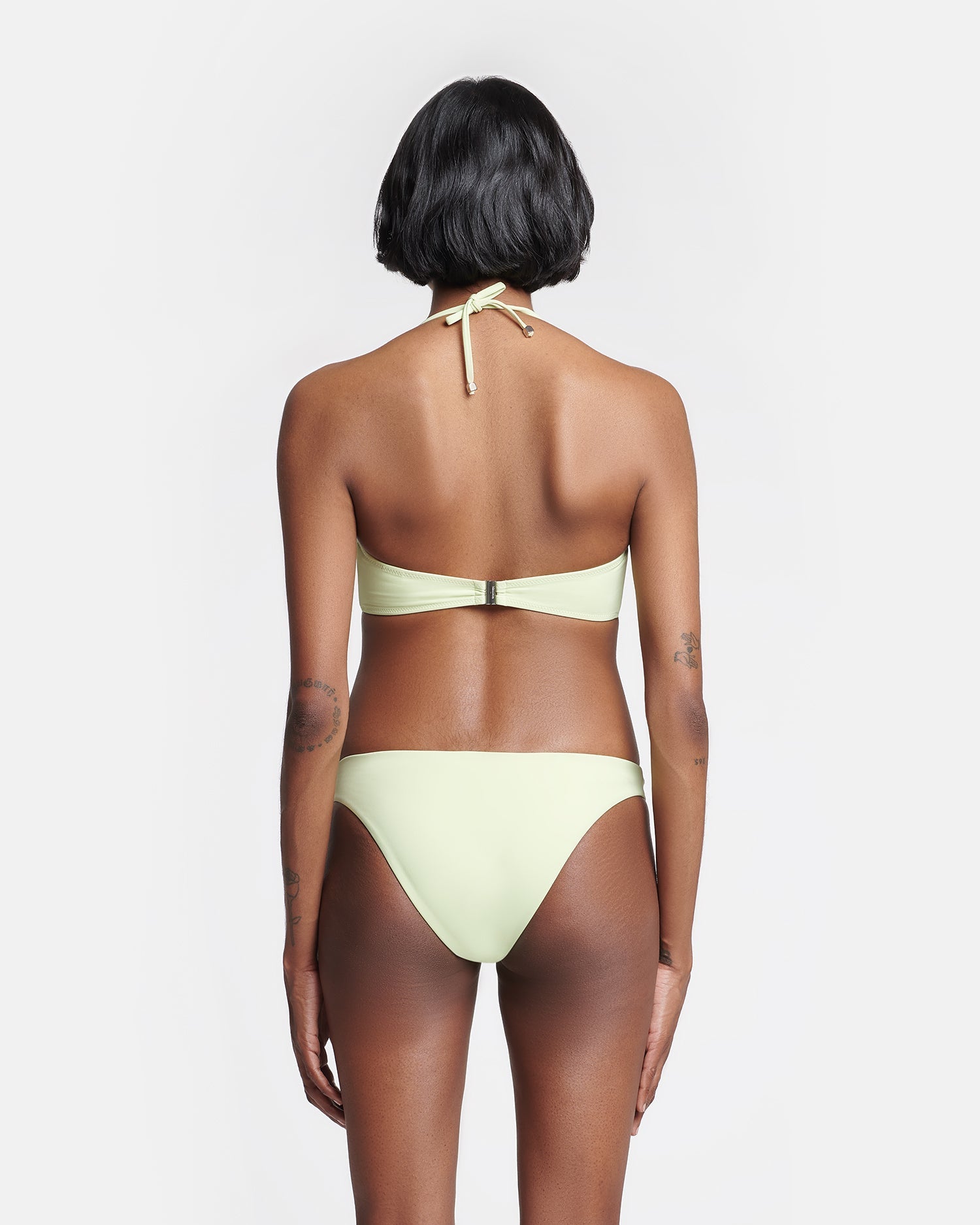 Womens | Manou Ruched Halterneck Bikini Top | Shadow Lime