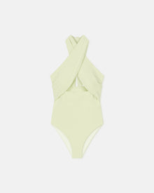 Womens | Milana Crossover Halterneck Swimsuit | Shadow Lime