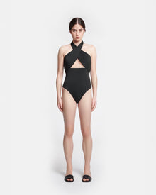 Womens | Milana Crossover Halterneck Swimsuit | Anthracite