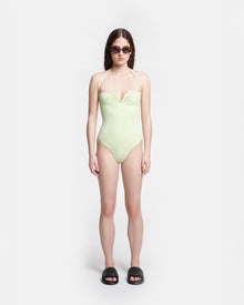 Womens | Brissa Ruched Halterneck Swimsuit | Shadow Lime