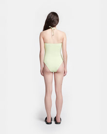 Womens | Brissa Ruched Halterneck Swimsuit | Shadow Lime