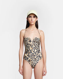 Womens | Brissa Ruched Halterneck Swimsuit | Leopard