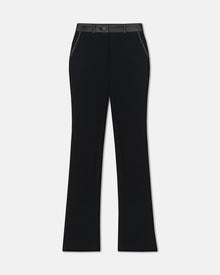 Womens | Mykas Leather-Trimmed Ribbed-Jersey Pants | Black