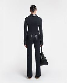 Womens | Mykas Leather-Trimmed Ribbed-Jersey Pants | Black