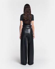 Womens | Harlee Belted Regenerated Leather Pants | Black