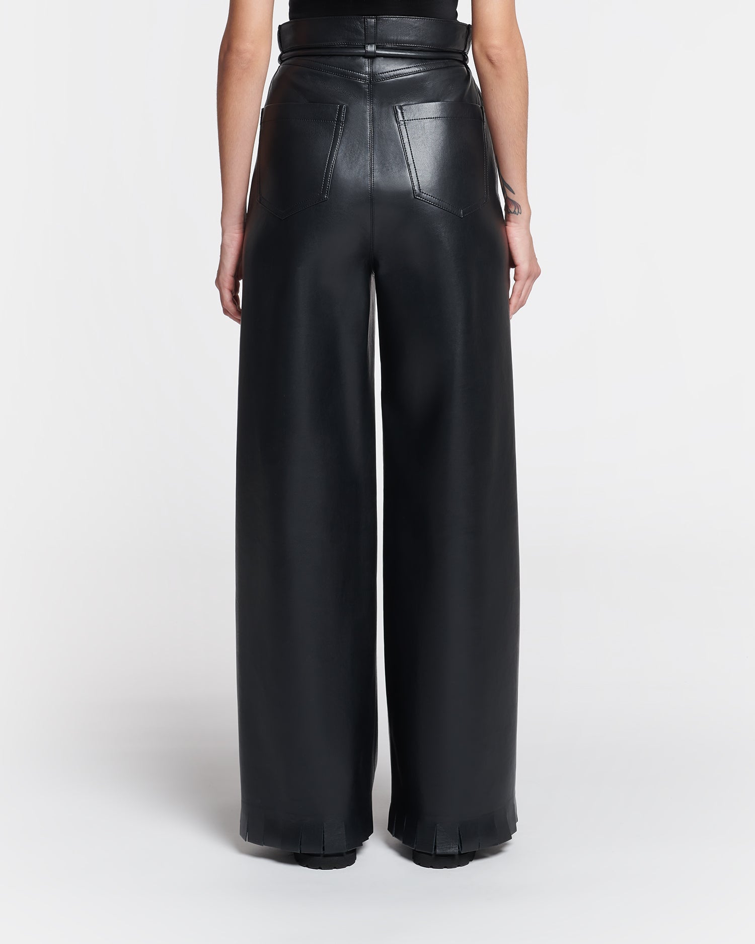 Womens | Harlee Belted Regenerated Leather Pants | Black