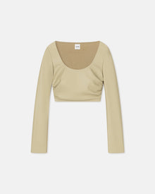 Womens | Maylah Cropped Okobor Alt-Leather Top | Pale Olive