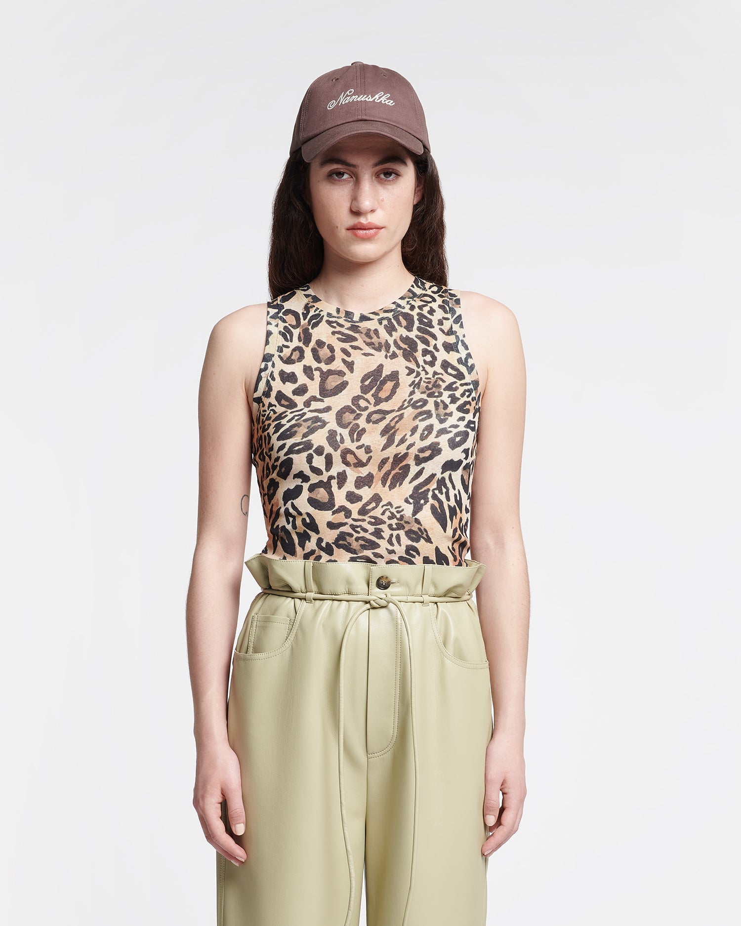 Womens | Anneke Mesh-Jersey Tank Top | Leopard