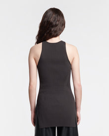 Womens | Savea Ribbed-Knit Halterneck Top | Anthracite