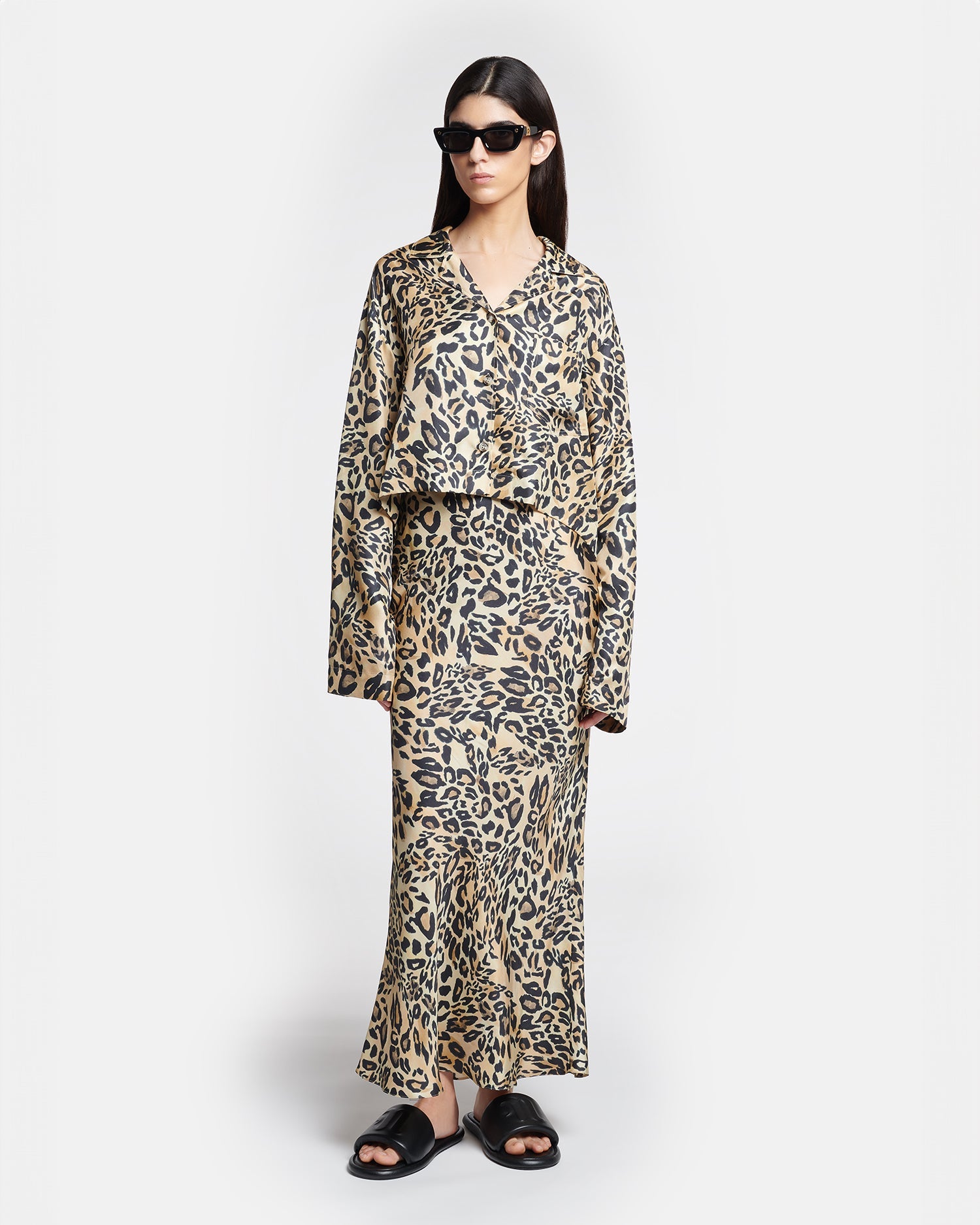 Womens | Vally Cropped Printed Twill-Silk Shirt | Leopard