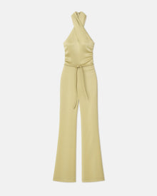 Womens | Rabia Slip Satin Jumpsuit | Lime Yellow