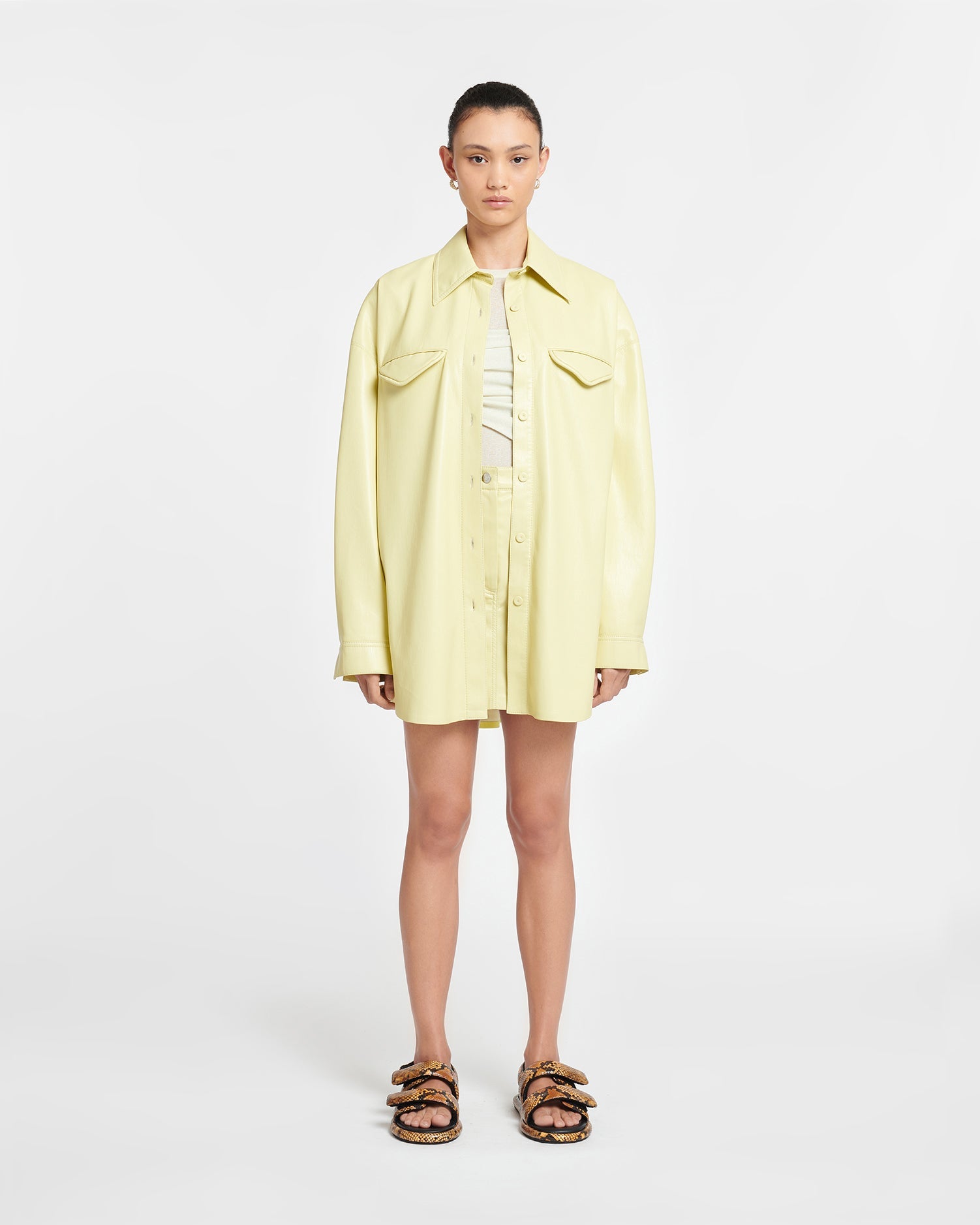 Womens | Kaysa Okobor Alt-Leather Shirt | Lemongrass