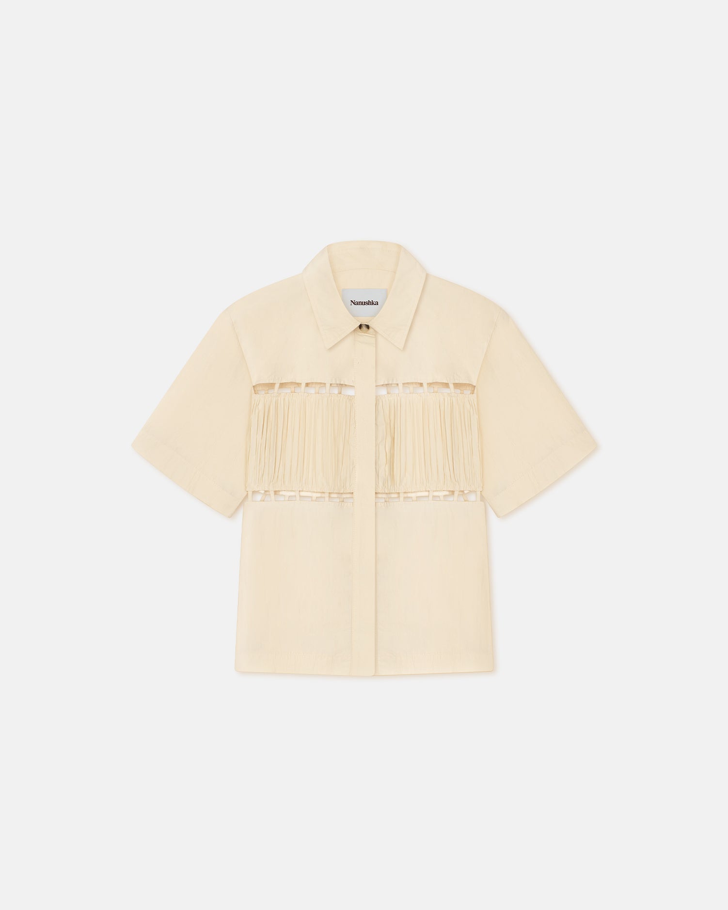 Womens | Satu Pleated Poplin Shirt | Creme