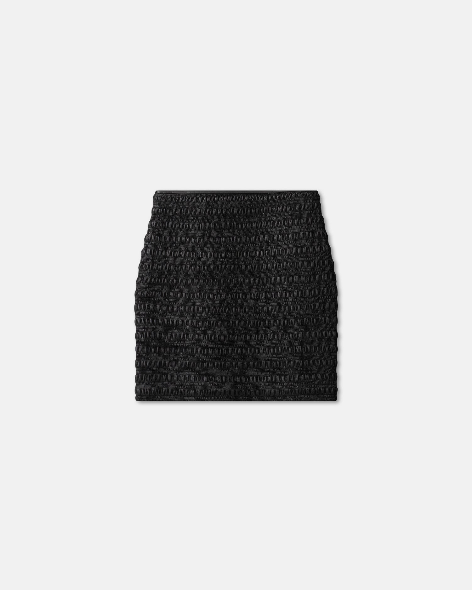 Womens | Ceara Smockedokobor Alt-Leather Mini Skirt | Black