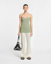 Womens | Zessa Terry-Knit Bandeau Top | Faded Sage