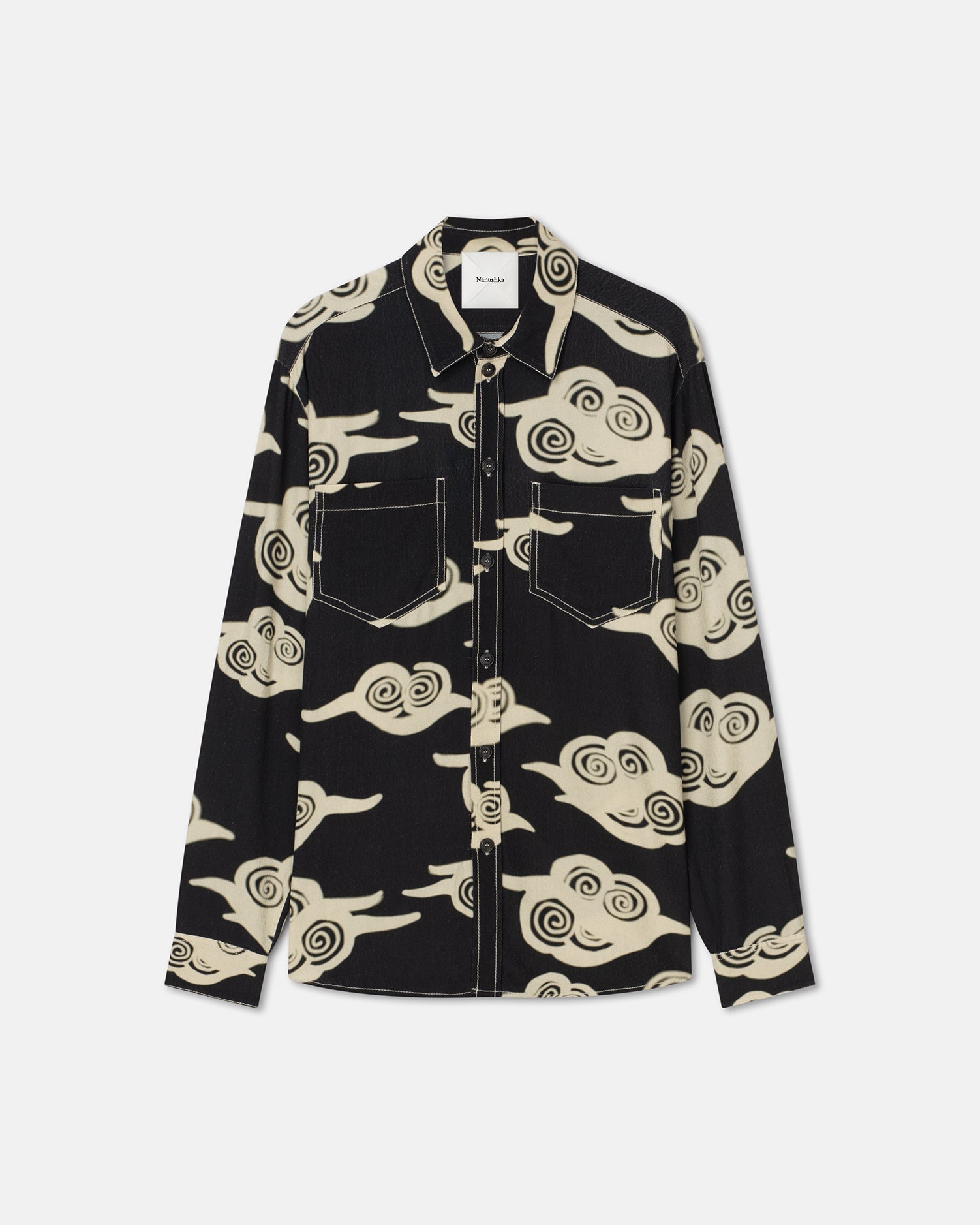 Womens | Nerissa Printed Crepe Shirt | Cloud Black/Creme