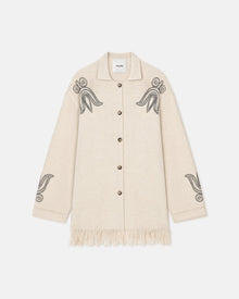 Womens | Dillian Embroidered Textured-Linen Cardigan | Natural/Black