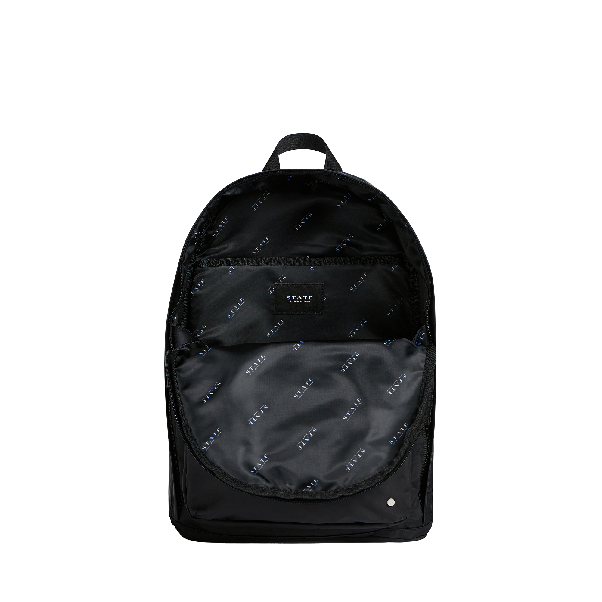 state bags lorimer backpack nylon black/black interior front view click to zoom