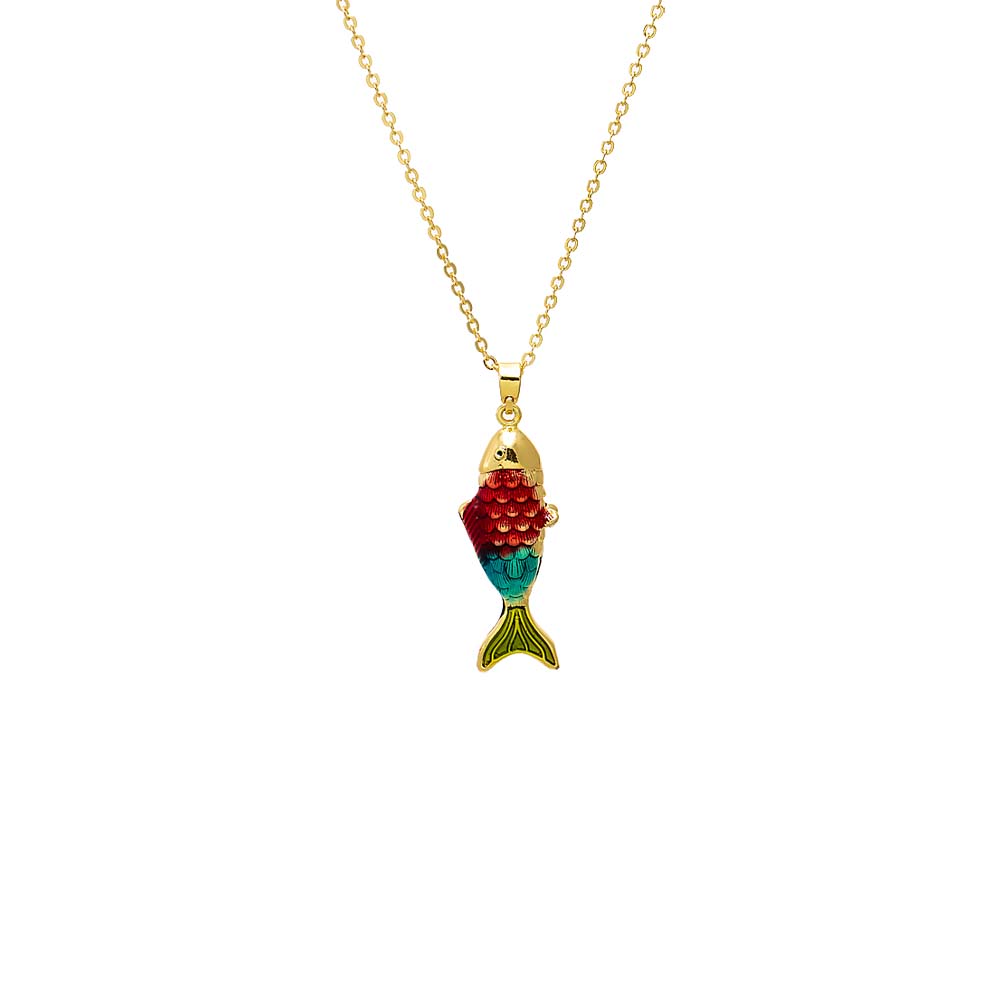Multi-Color Multi Color Scales Fish Pendant Necklace - Adina's Jewels