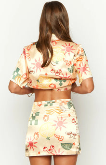Noir Golden Escape Print MIni Skirt | Yellow