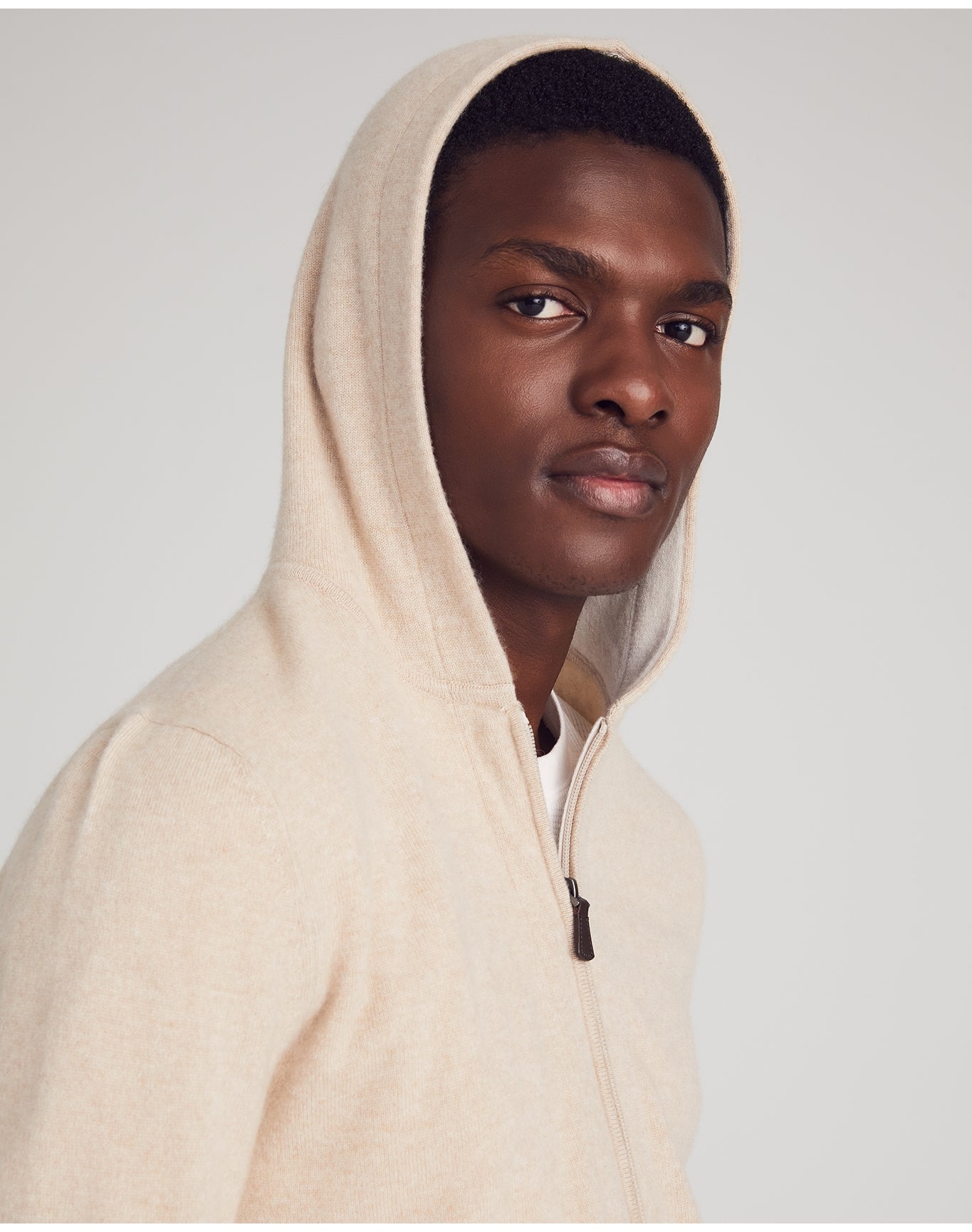 Nomad1942 | Men | Stuyvesant Zip Cashmere Hoodie | Sand
