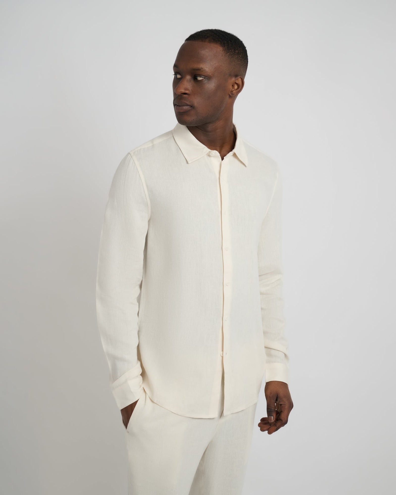 Mens | Standard Long Sleeve Linen Shirt | Oat