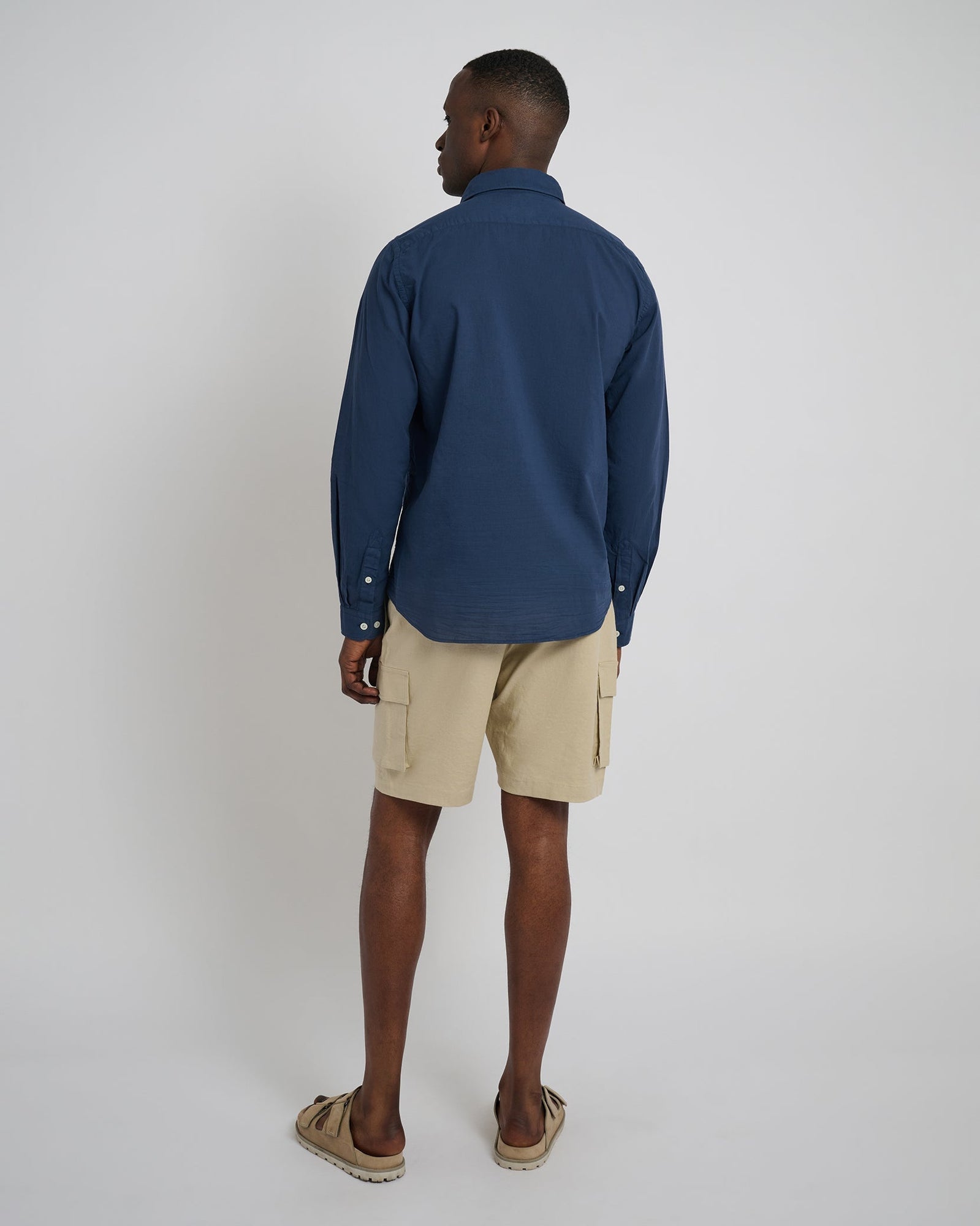 Mens | Stretch Linen Pull-On Cargo Short | Oat