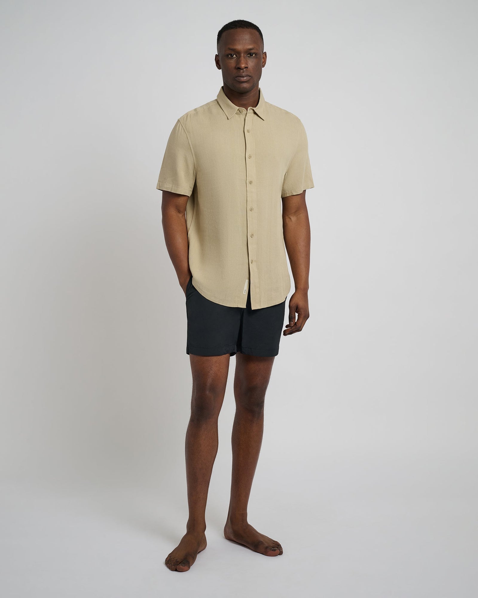 Mens | Standard Short Sleeve Linen Shirt | Sand