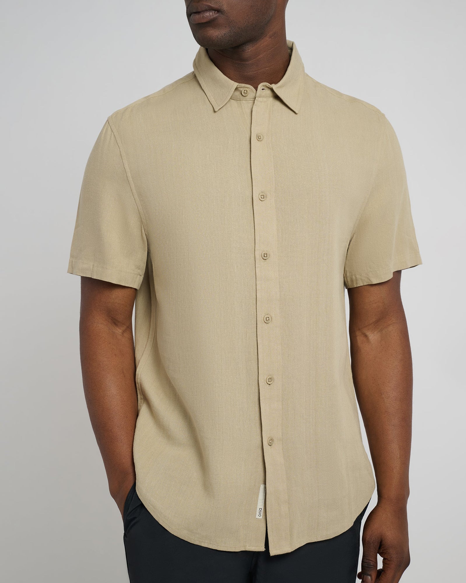 Mens | Standard Short Sleeve Linen Shirt | Sand