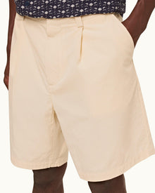 Pebble Easy Fit Single Pleat Laundered Cotton Shorts | Pebble
