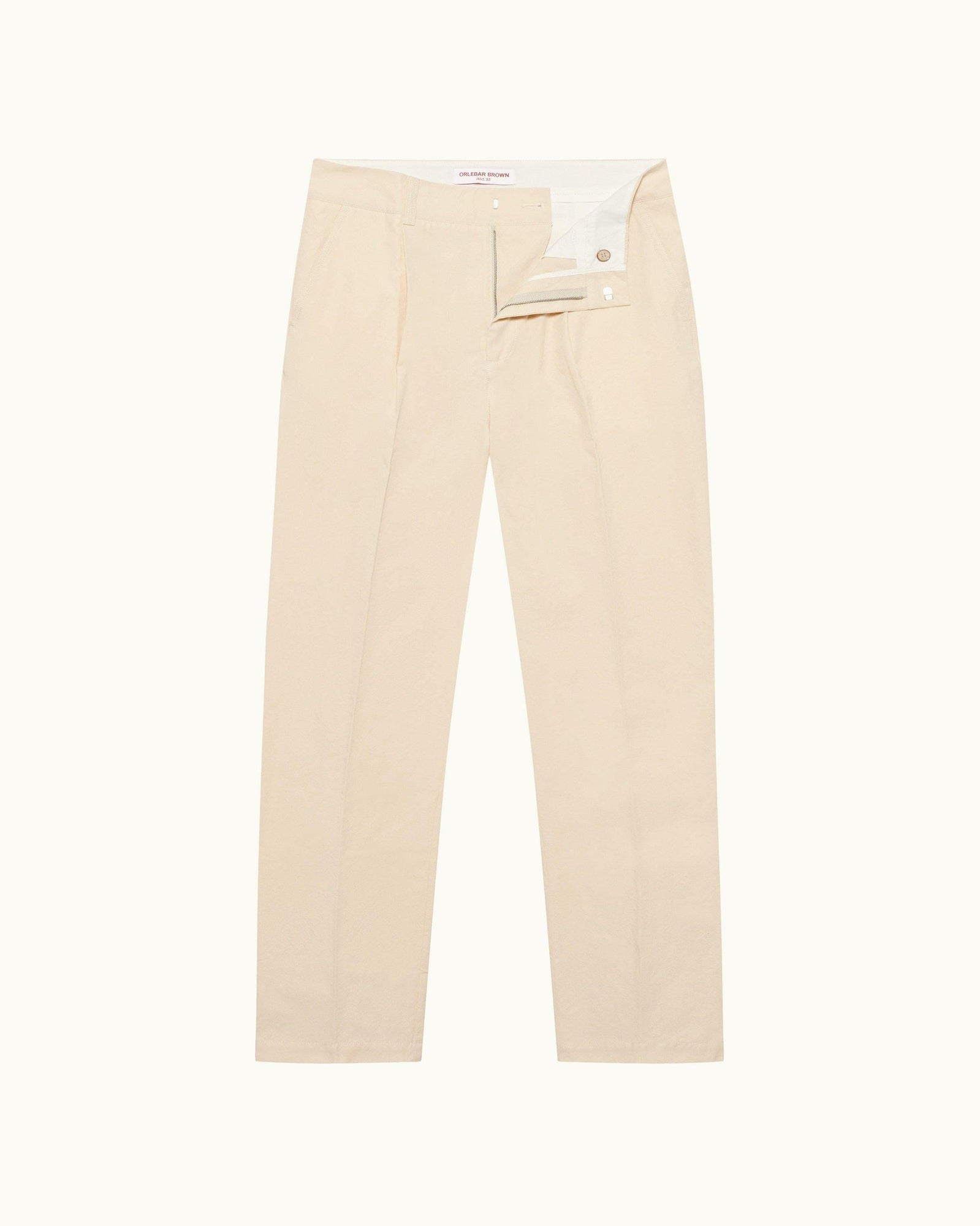Pebble Easy Fit Single Pleat Laundered Cotton Trousers | Pebble